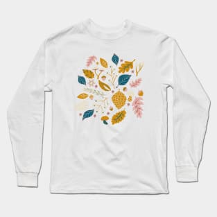 Fall Foliage in Gold + Blue Long Sleeve T-Shirt